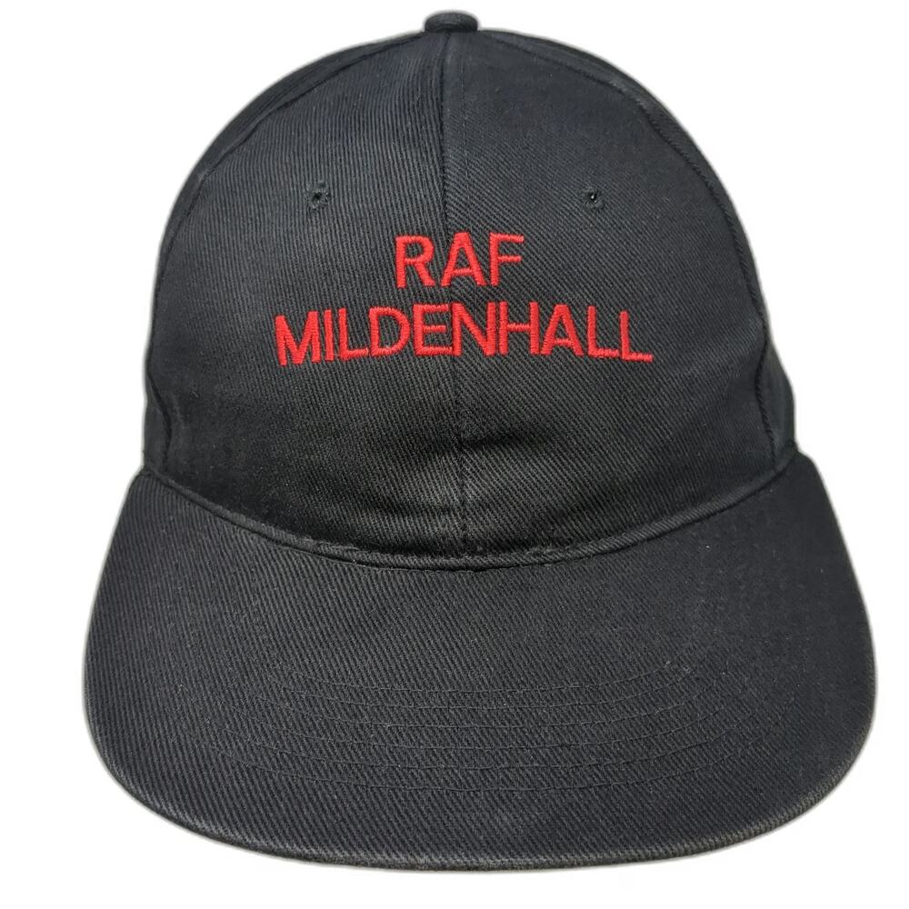 Beechfield Snapback Hat Black One Size RAF Mildenhall 100% Cotton Baseball Cap